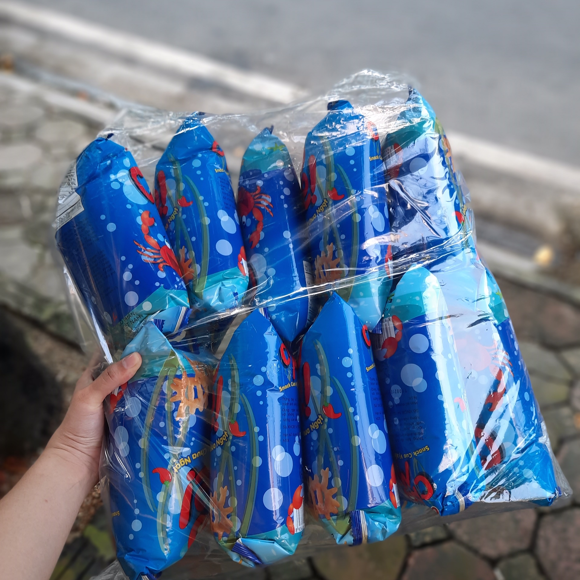 Bịch 10 gói Bim Bim Snack Cua Vị Xốt Chua Ngọt Oishi 45g