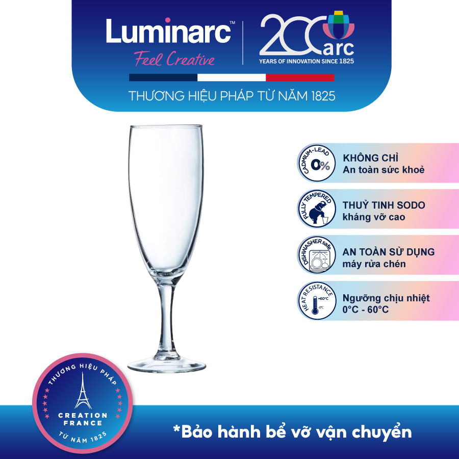 Bộ 6 Ly Champagne Thuỷ Tinh Luminarc Elegance 170ml - LUEL12063