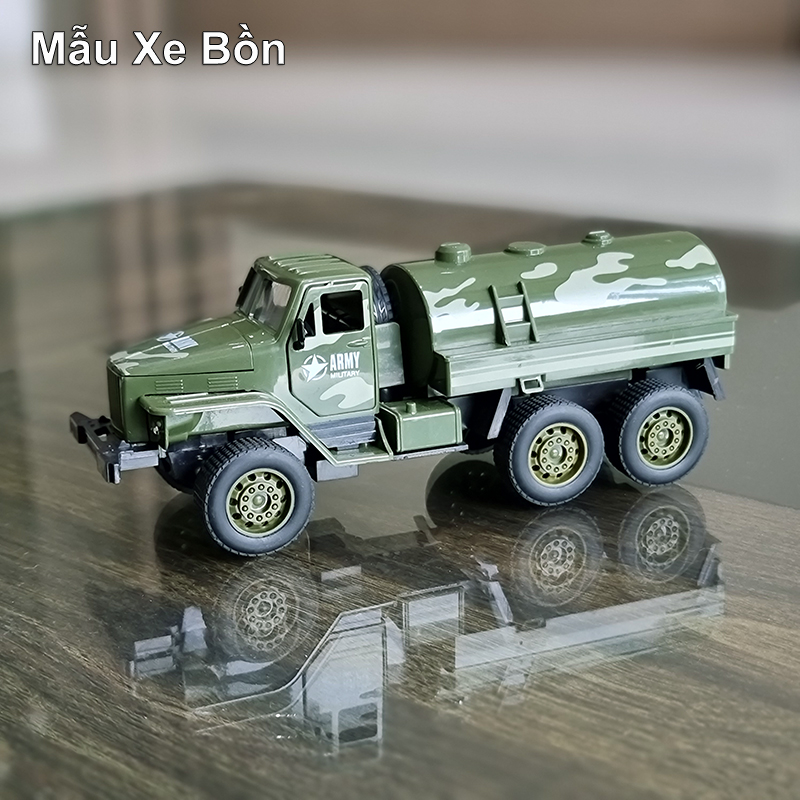 Mô hình xe quân sự vận tải. đồ chơi mô hình xe quân đội có nhạc. có đèn. có bánh đà