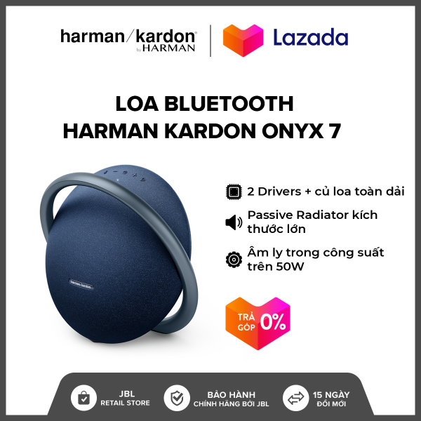 [HÀNG CHÍNH HÃNG - TRẢ GÓP 0%] Loa Bluetooth Harman Kardon Onyx 7 l Công suất 50W l 2 Driver kèm củ loa toàn dải l Thời gian nghe nhạc lên đến 8h