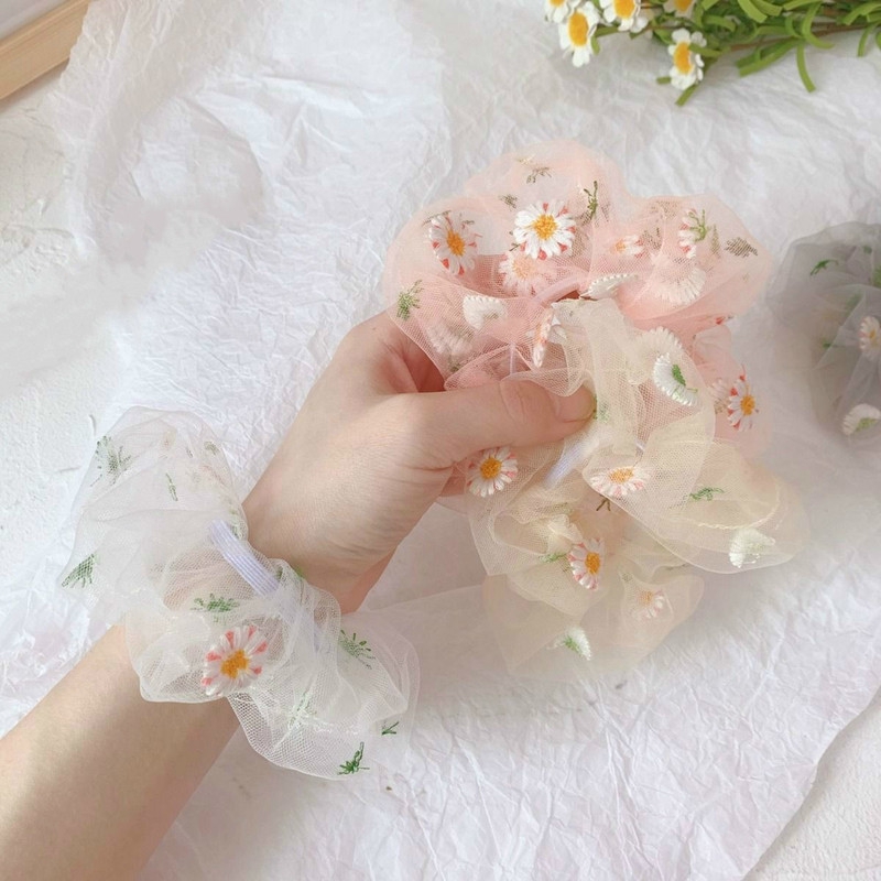 Dây Cột Tóc Họa Tiết Thêu Đáng Yêu Cho Bé Gái