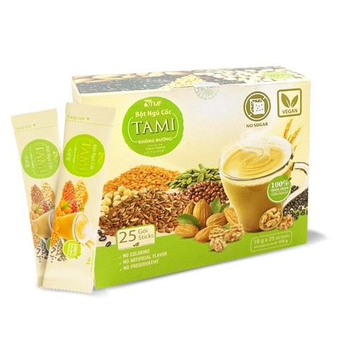 Bột ngũ cốc tami không đường hộp 450g - công ty tâm minh