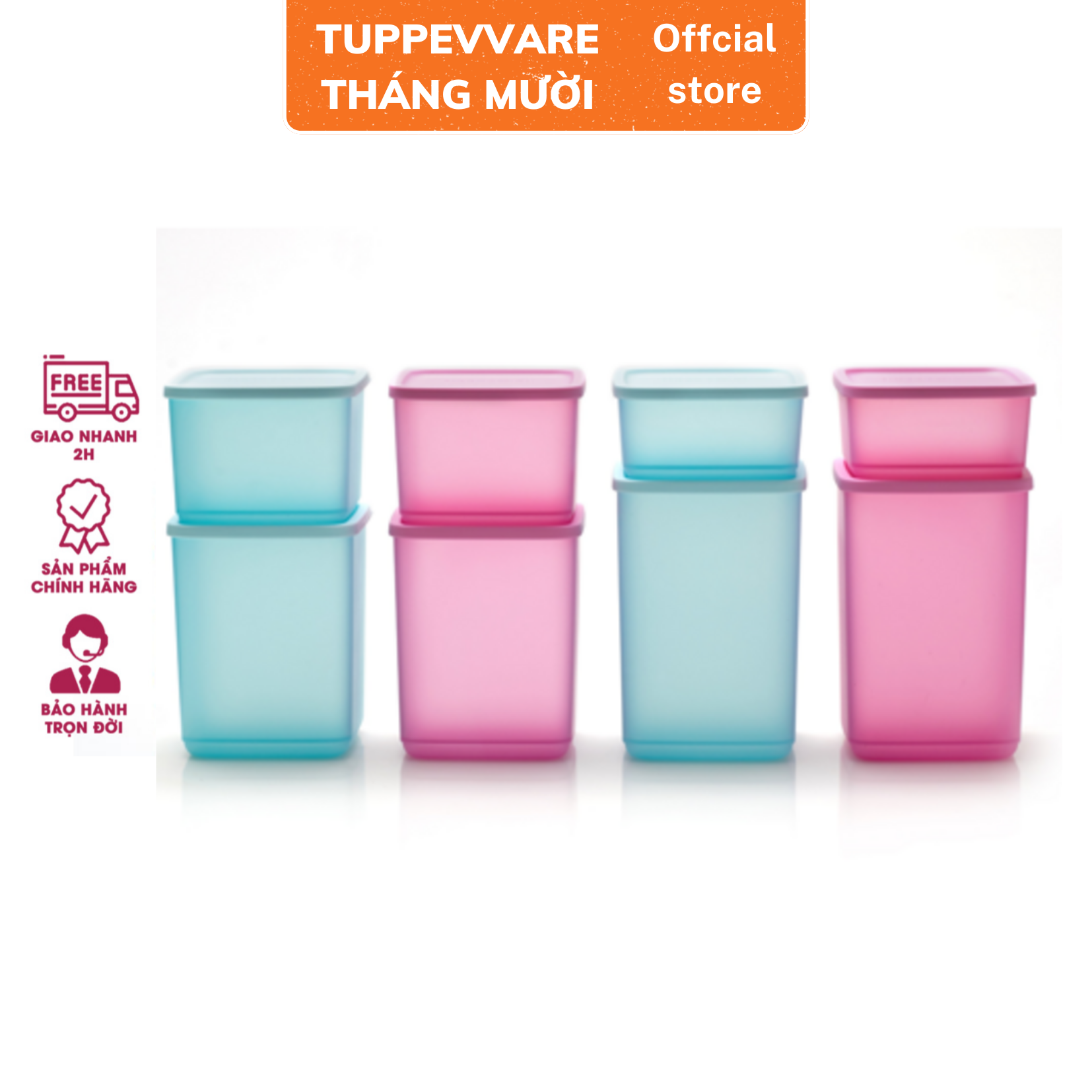 Bộ hộp bảo quản thực phẩm Tupperware Pop Fiesta (08 hộp)