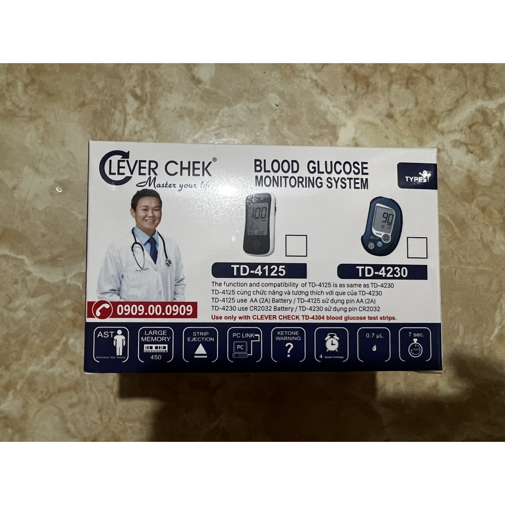 Máy đo đường huyết Clever Chek (Kèm 25 que thử)