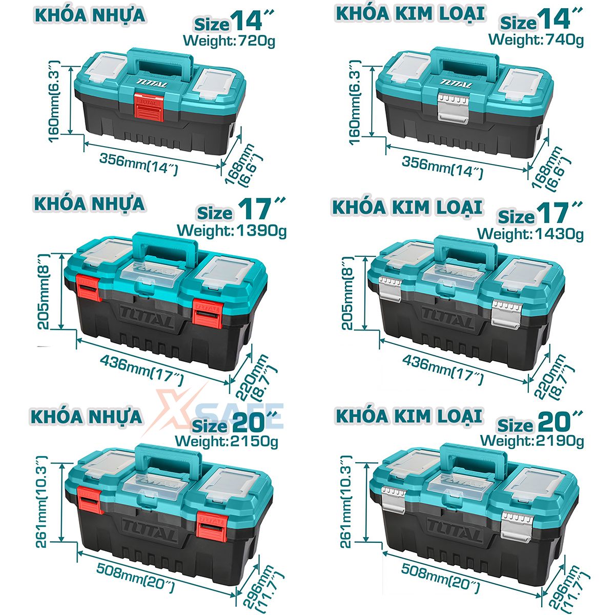 Multi-size 14-20 inch drop resistance crash-resistant tool barrel 1 main compartment, 6 additional compartments, drill tool box