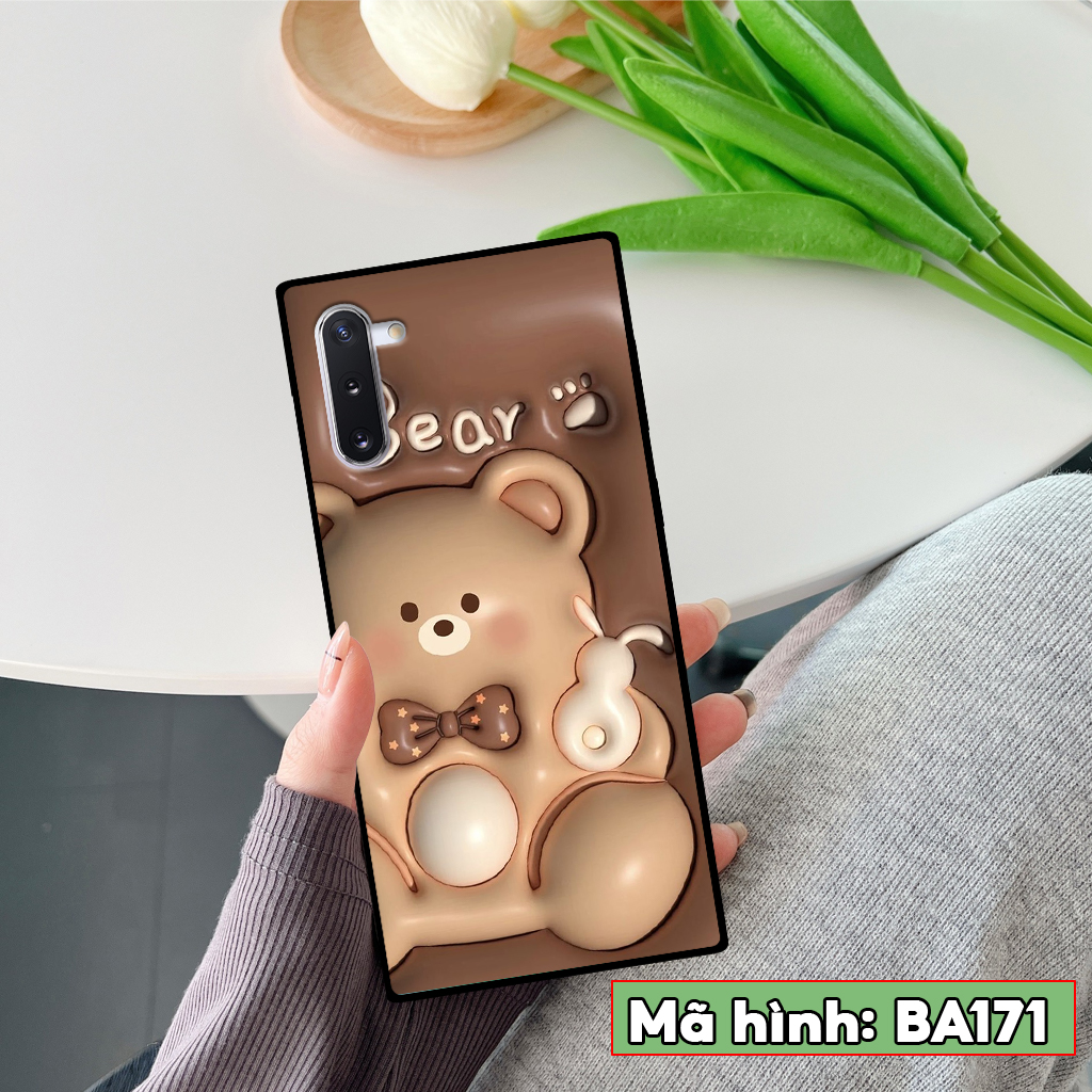 Ốp lưng Samsung Galaxy Note 10 / Note 10 Plus / Note 10+, ốp điện thoại samsung hình 3D gấu nâu gấu Lottso