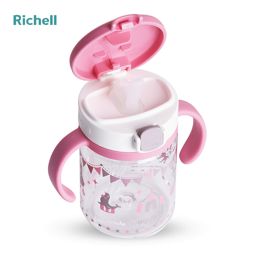BÌNH ỐNG HÚT AQ RICHELL 200ML HỒNG CIRCUS