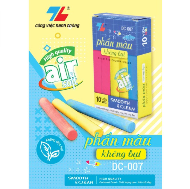 Combo 10 Hộp Phấn màu không bụi Thiên Long DC-007