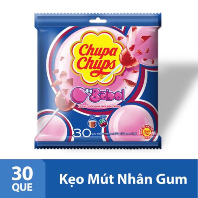 Bịch 30 Chiêc Kẹo Mút Chupa Chups Nhân Thổi Big Babol