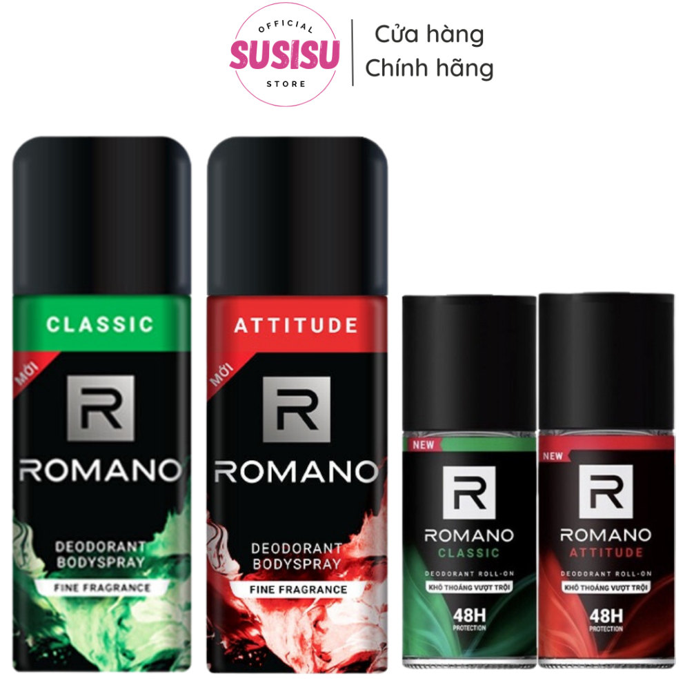Romano Deodorant Bodyspray 150ml Classic - Attitude Romano Deodorant Roll-on 50ml