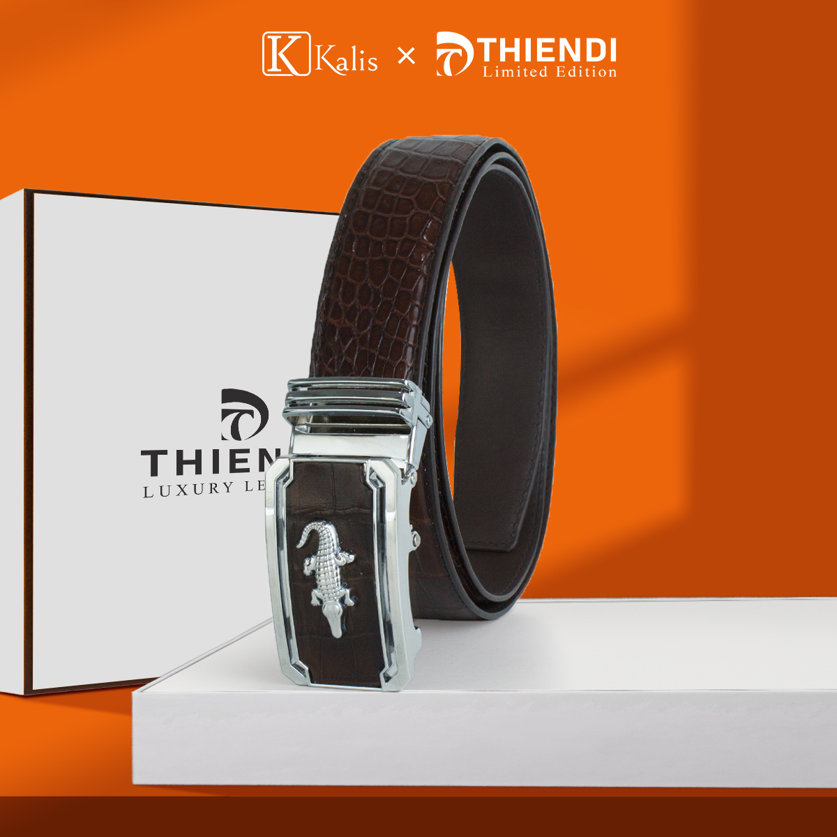 Kalis x thiendi babbt21 luxury genuine crocodile leather belt men high-quality middle-aged business genuine crocodile leather belt mens harness