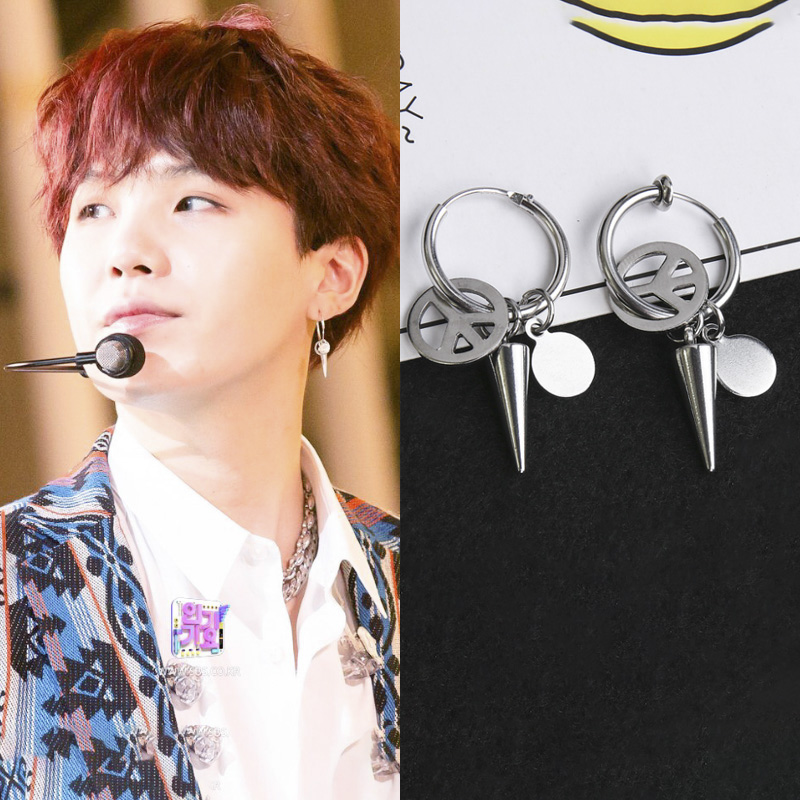 Khuyên tai nam Suga BTS phong cách Hàn Quốc