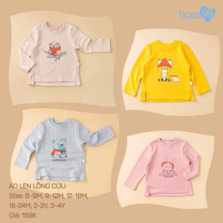 Áo len pha nỉ Bons99 cho bé trai/bé gái
