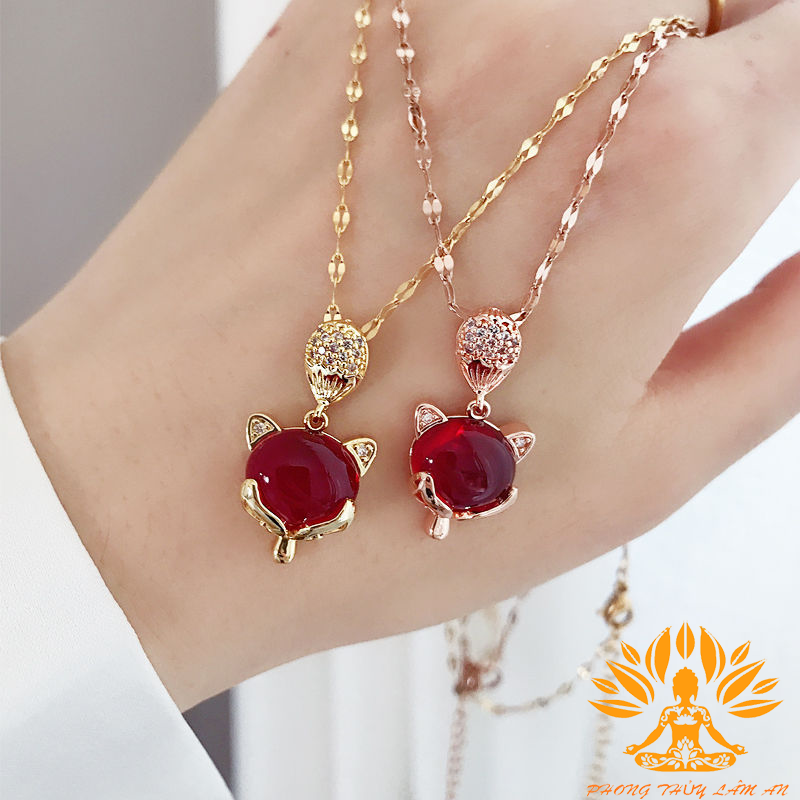 [HCMC] [premium product] Beryl wealth Red Stone Fox pendant with a premium box strap.