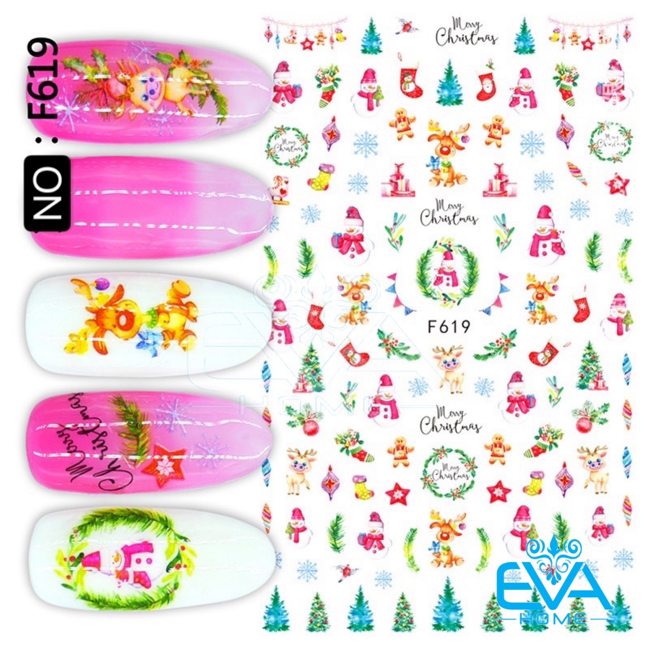 [HCM]Decal Dán Móng Tay 3D Nail Sticker Hoạ Tiết Trang Trí Noel Giáng Sinh F619