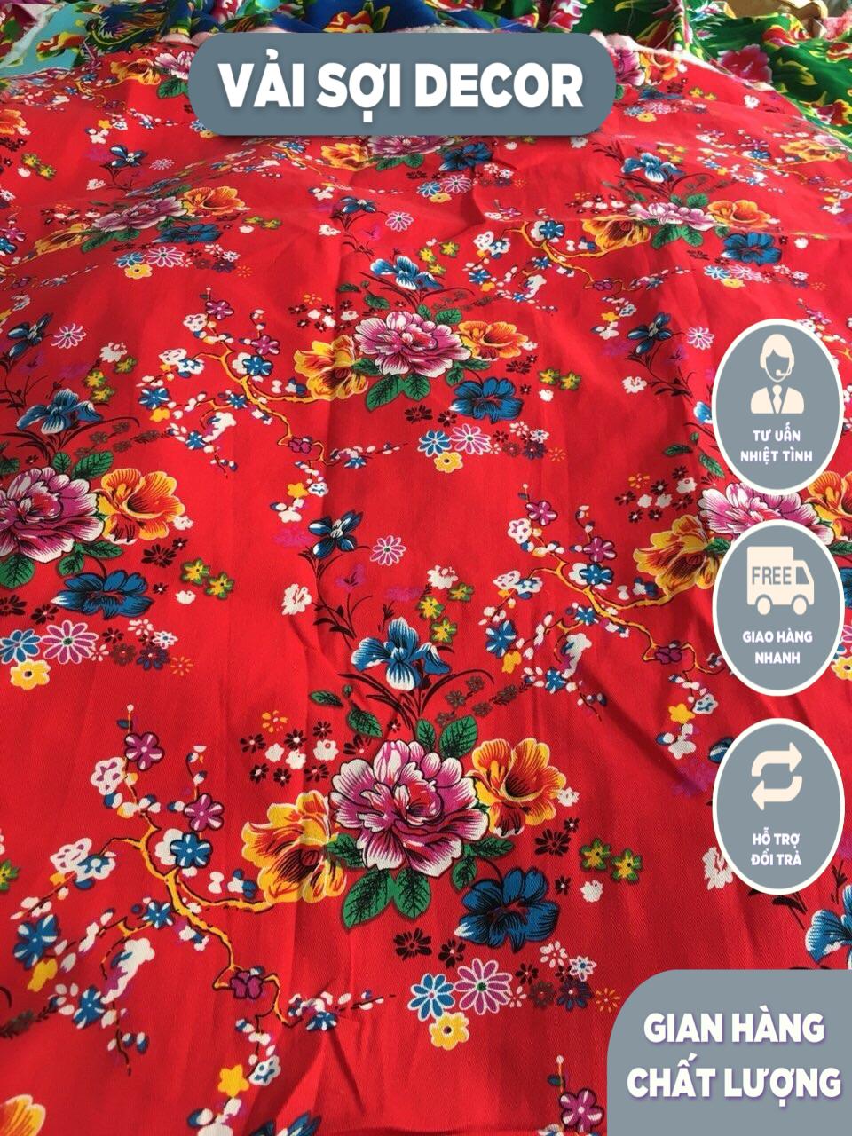Vải kaki hoa đào chất đẹp khổ 1,6m