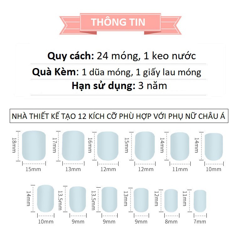 Móng Giả | Set 24 Móng Tay Giả Lửa Kèm Dũa Keo Dán Móng