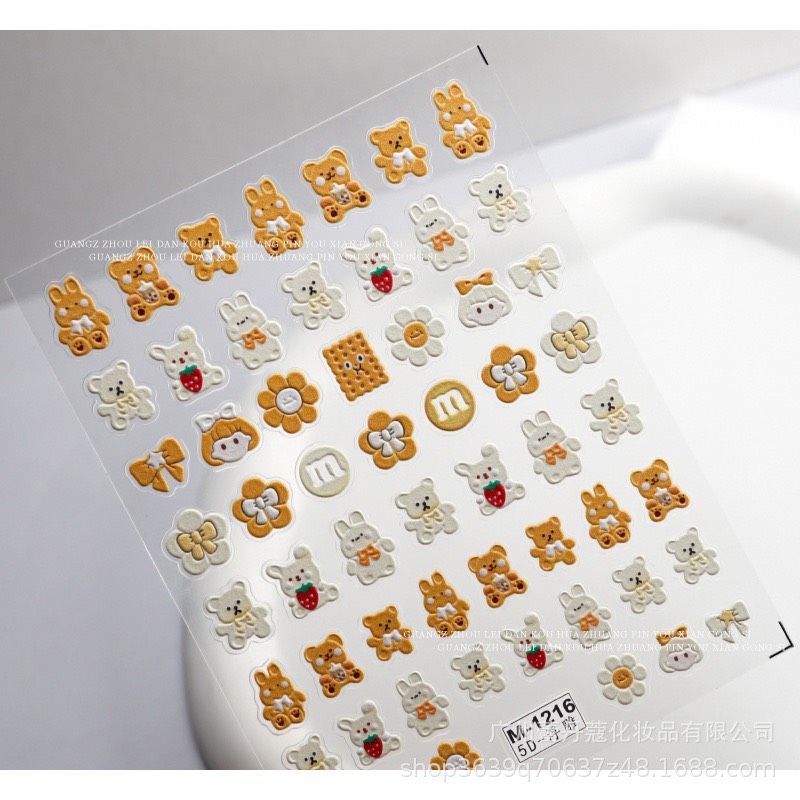 Sticker gấu 5d dán móng nail - mini nails