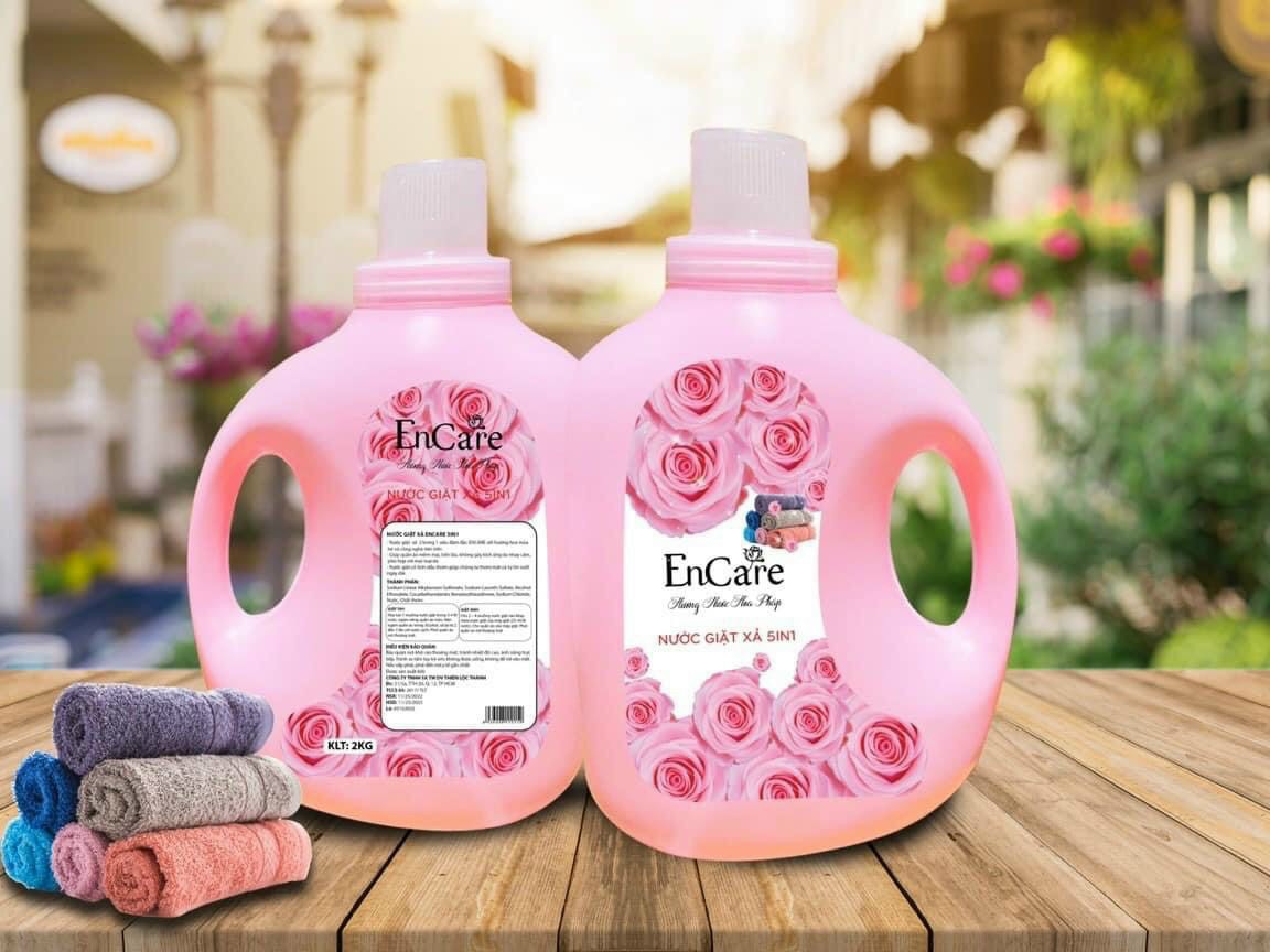 Nước Giặt Xả Hương Nước Hoa Pháp Encare 5In1 Can 2Kg Siêu Đậm Đặc Lưu Hương Lâu/ Nước giặt Encare hương thơm từ cỏ hoa thơm mát dài lâu suốt cả ngày