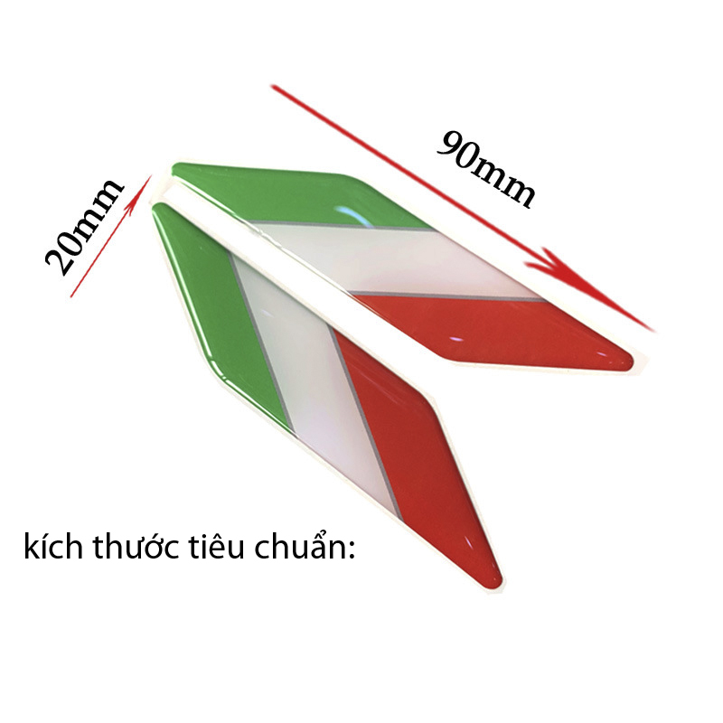 Bộ 2 tem PVC dẻo lá cờ ý dán xe (SDK016)