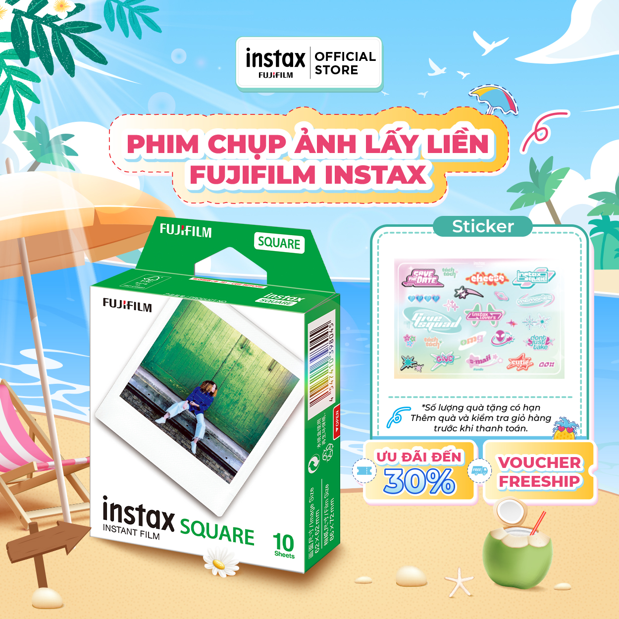 Phim Máy Chup Ảnh Lấy Liền - Fujifilm Instax Square