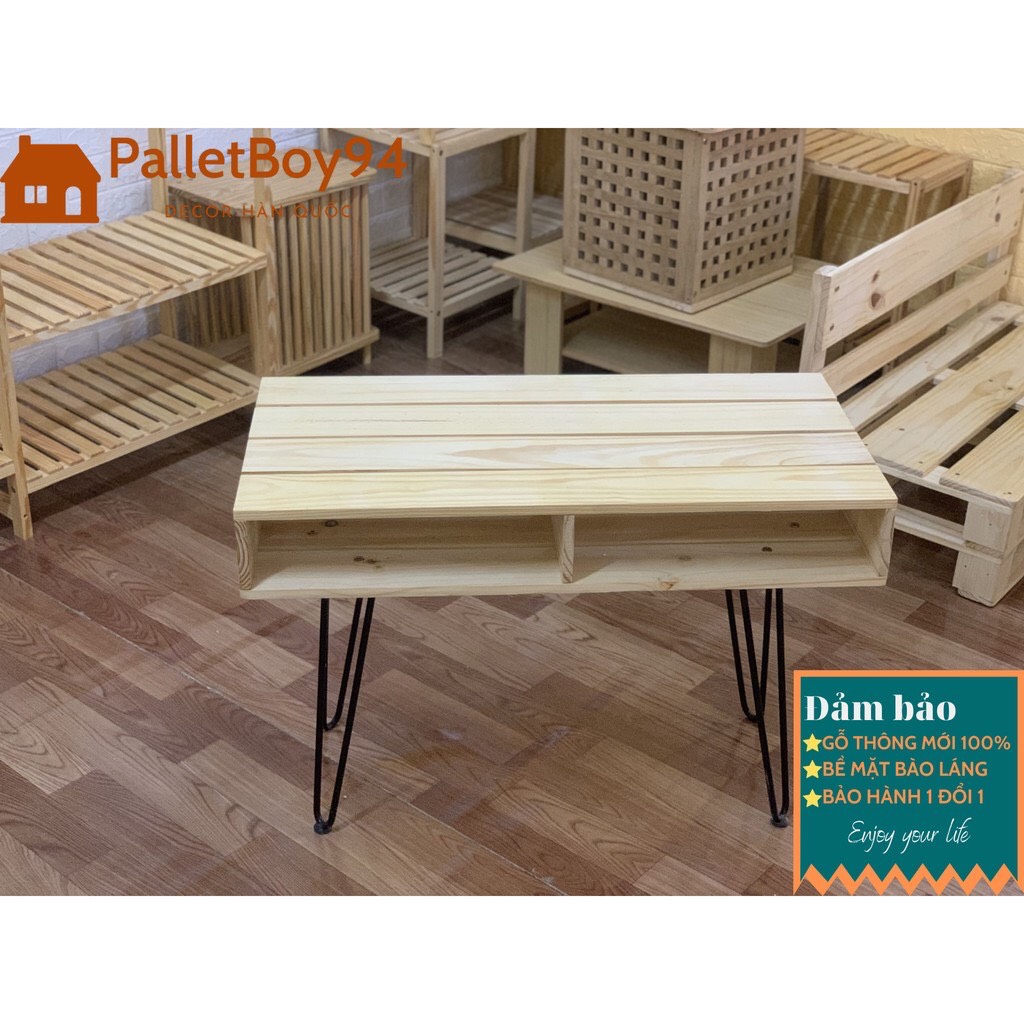 Bàn Pallet Chân Sắt, Bàn Trà Gỗ Pallet