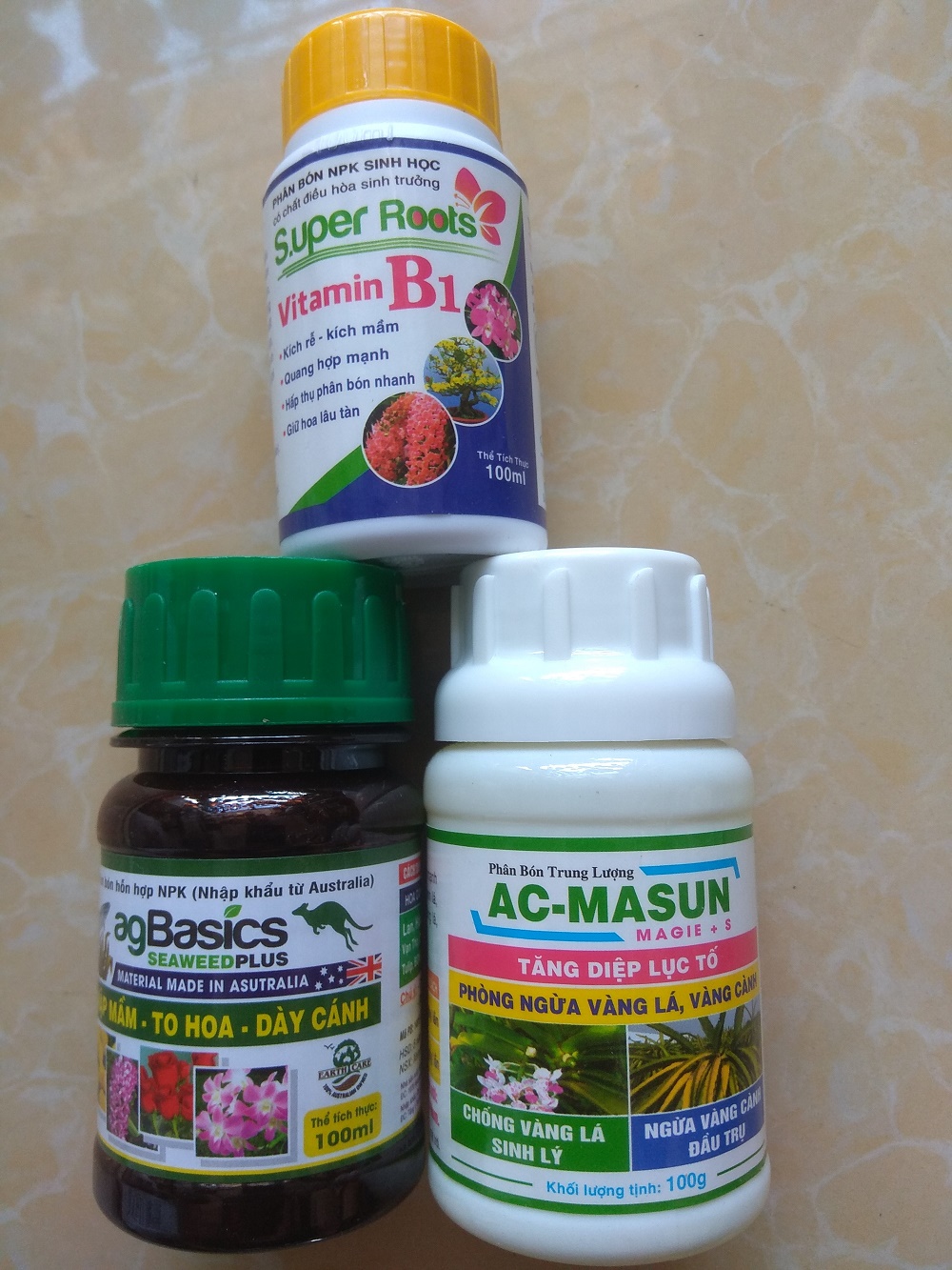 [HCM]Bộ sản phẩm chăm sóc cây sứ thái mập thân to lá (Ag Basics+AC Masun+B1 Super roots ) - 100ml/chai