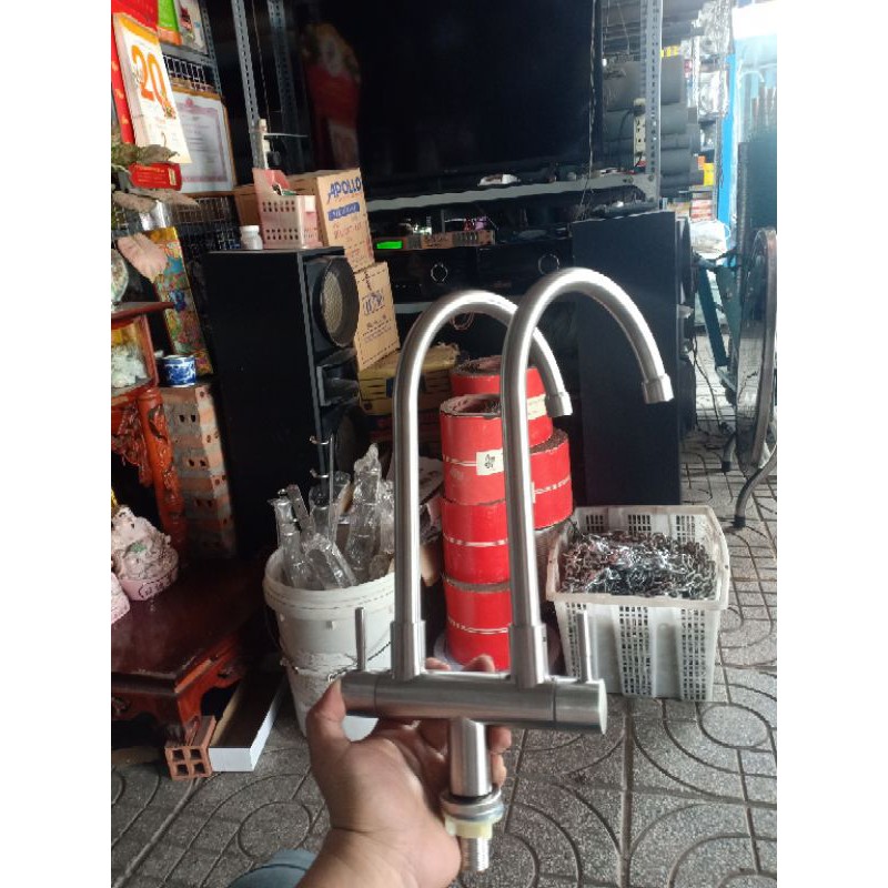 [HCM]Vòi Rửa Chén Bát - Vòi Chén Đôi Inox 304 Cực Dày