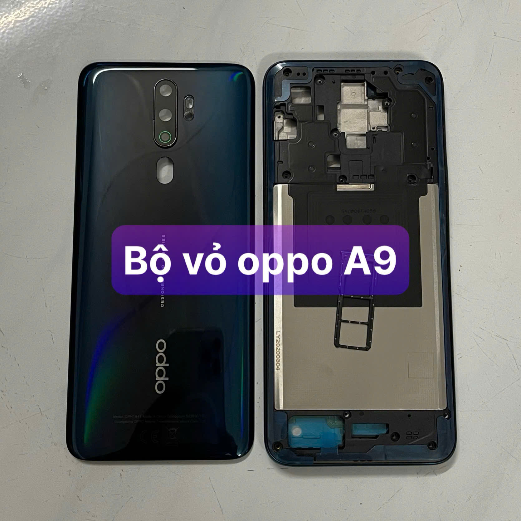 bộ vỏ xương oppo A9 2020 ,kèm khay sim,phím,kính camera