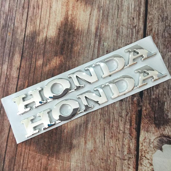 Tem logo chữ nổi HONDA màu Bạc