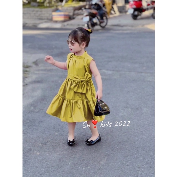 Váy thắt nơ eo cực xinh cho bé gái - VTNE