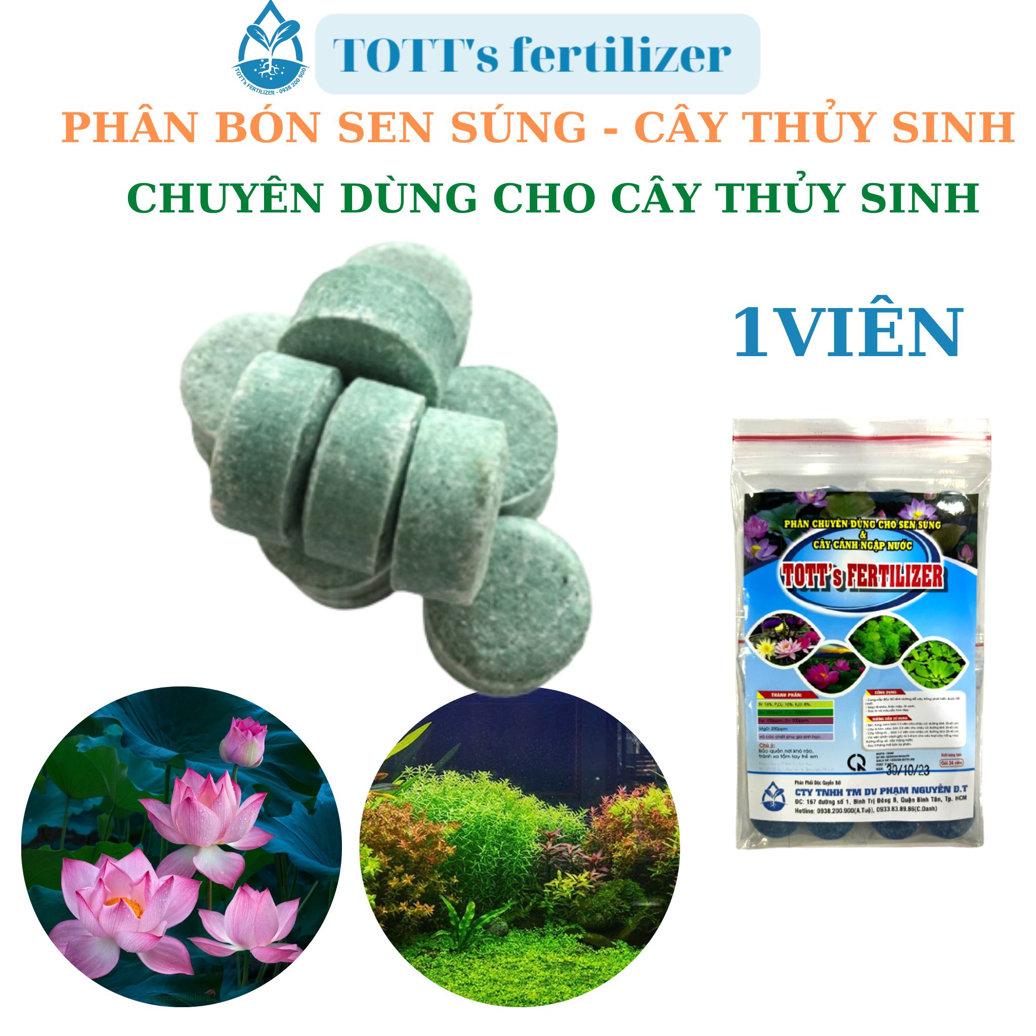 Phân tan chậm sen súng và cây thuỷ sinh tott's fertilizer - 1 viên/ gói