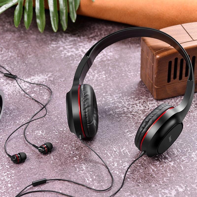 Bộ đôi tai nghe chụp tai và nhét tai có dây Hoco W24 Enlighten âm thanh cực hay