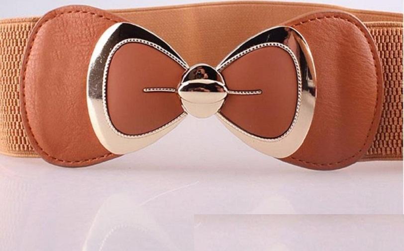 Thắt lưng nữ Dây nịt nữ bản nơ 6cm màu nâu