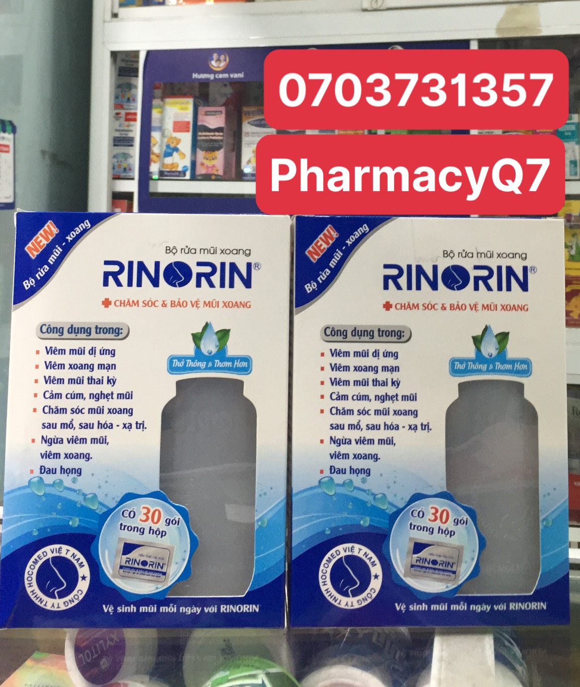 Bình rửa mũi xoang RINORIN kèm 30 gói muối, dùng cho mọi lứa tuổi