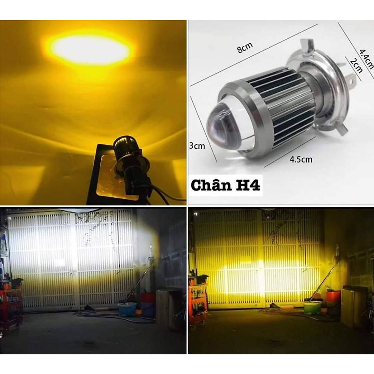 Đèn led Bi cầu H4 Mini siêu sáng cos vàng pha trắng (loại rẻ , không bảo hành)