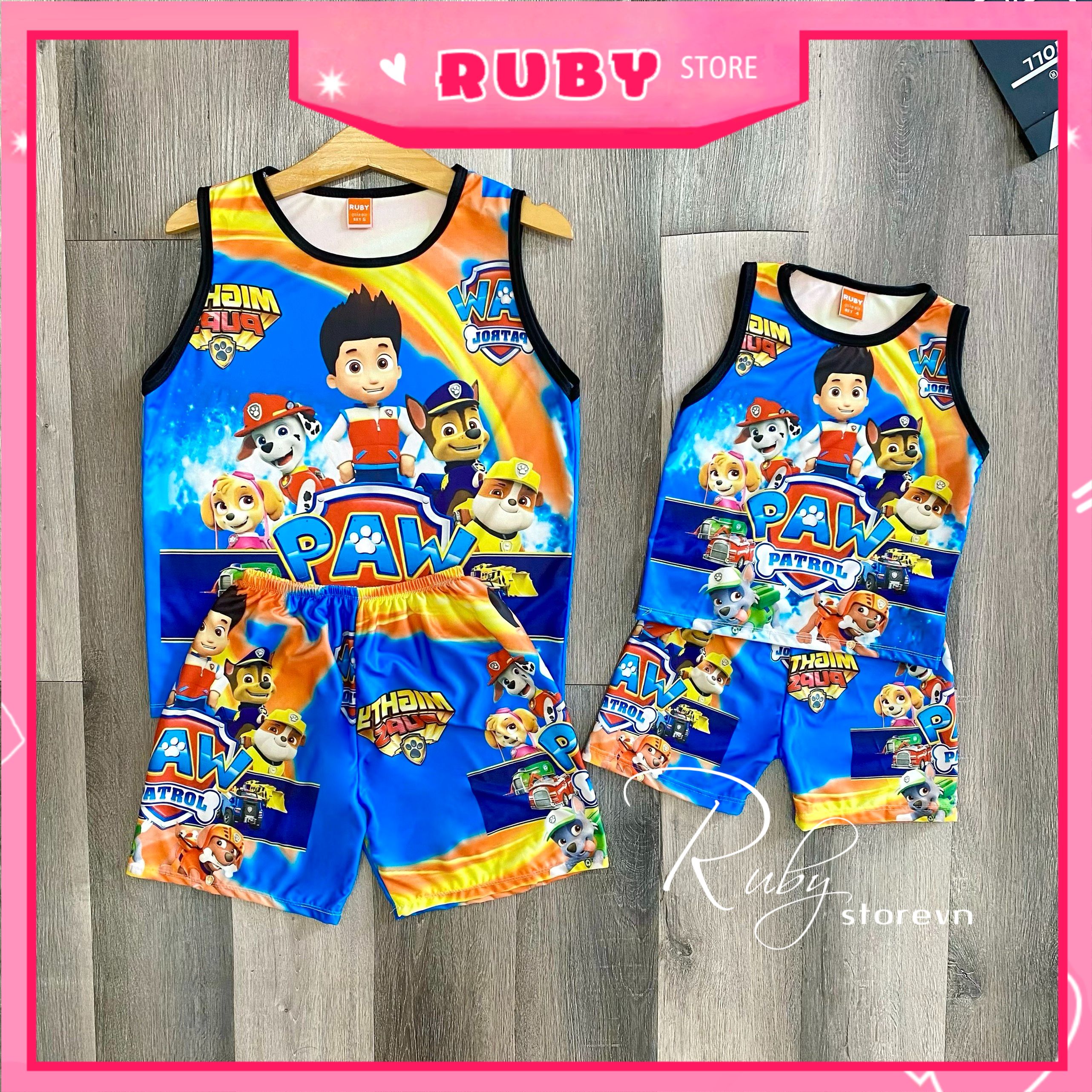 Đồ bộ thun SÁT NÁCH - 3 LỖ cho bé mặc nhà size đến 47kg chất thun mềm mịn mát in hình GẤU HEO siêu nhân người nhện hoạt hình dễ thương 🛑 Đồ bộ nữ 🛑 Đồ bộ hoạt hình 🛑 Đồ bộ THUN ĐÙI IN HÌNH DBRBSN FULL SIZE