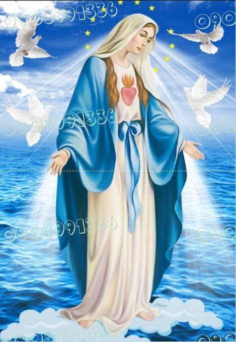 [HCM]Tranh Đính Đá ABC 3D Đức Mẹ Marya-Đức Mẹ Ban Ơn DF2891 (KHÁCH TỰ ĐÍNH) KT :55X75CM