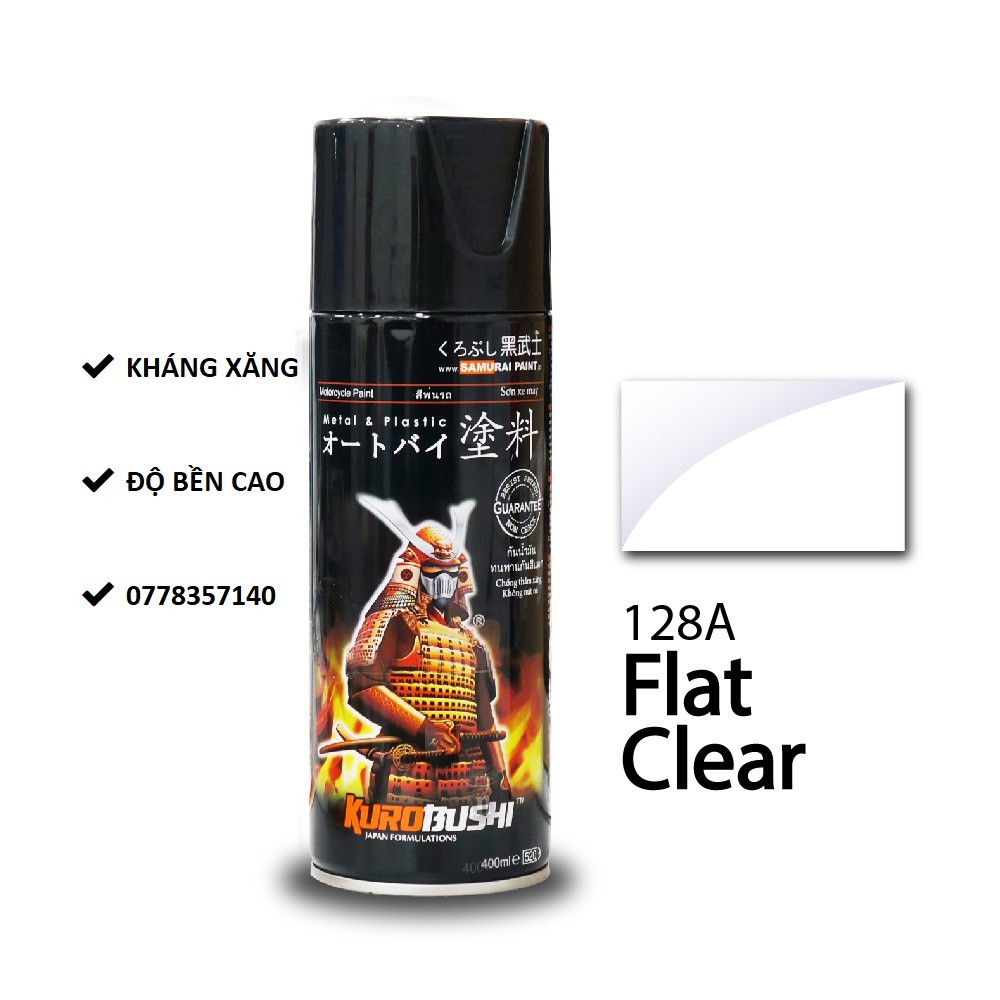 128A Sơn xịt Samurai MÀU TRONG NHÁM MỜ