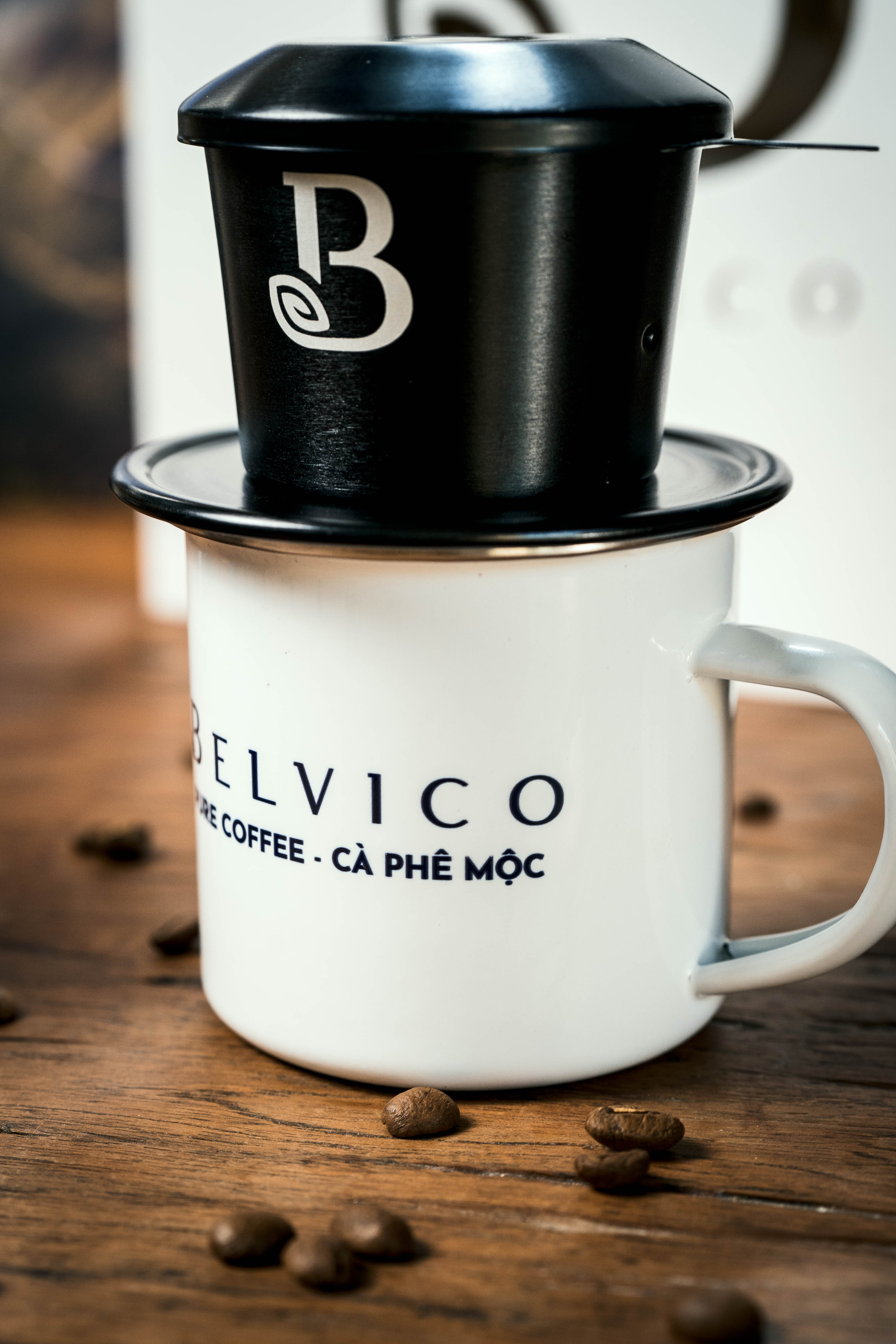 Ly cà phê in logo tráng men cao cấp_Belvico coffee