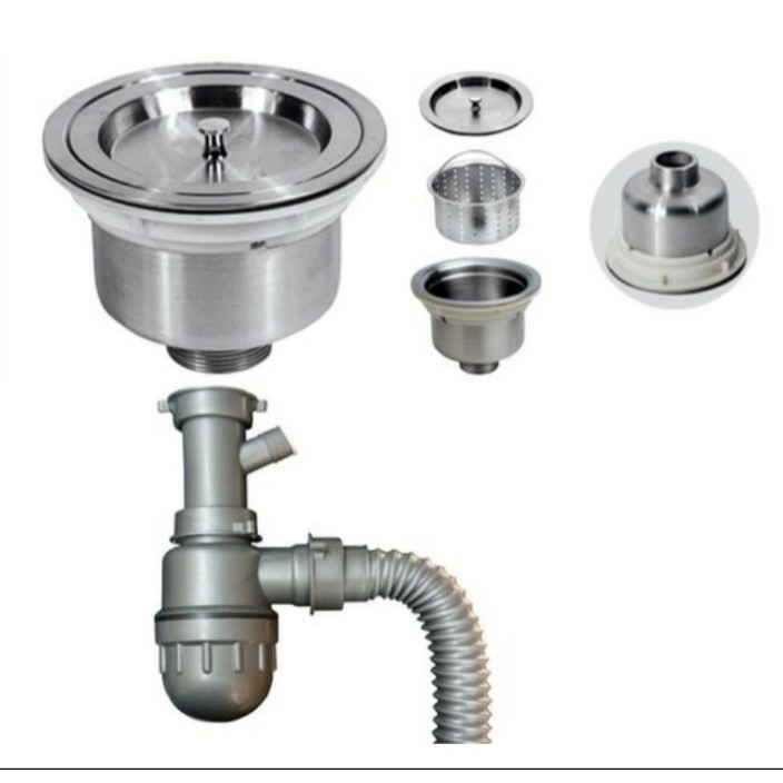 Bộ xả đơn chậu rửa chén inox 304 - phi 110 mm