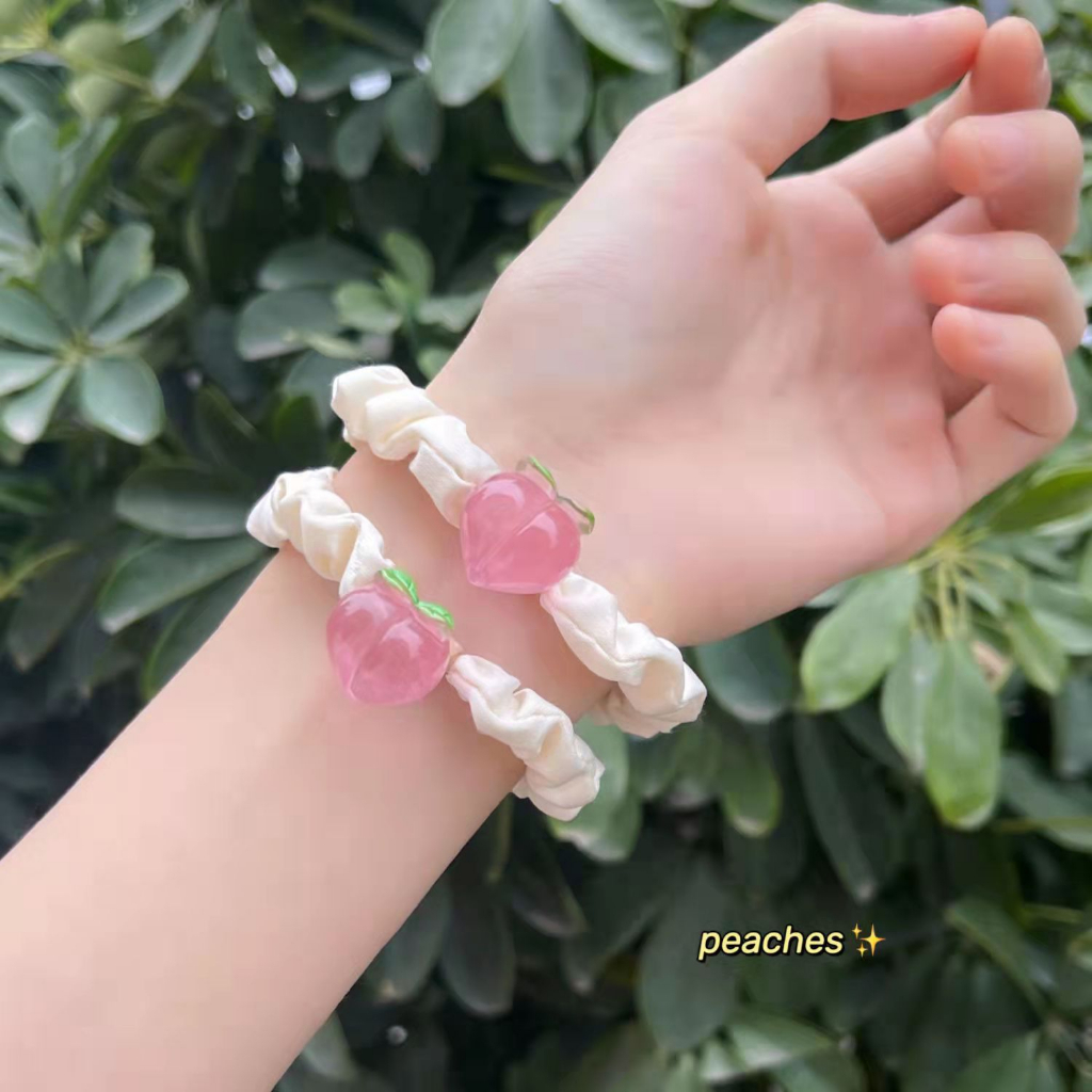 Dây buộc tóc nịt cột tóc co giãn tốt hình quả đào đáng yêu
