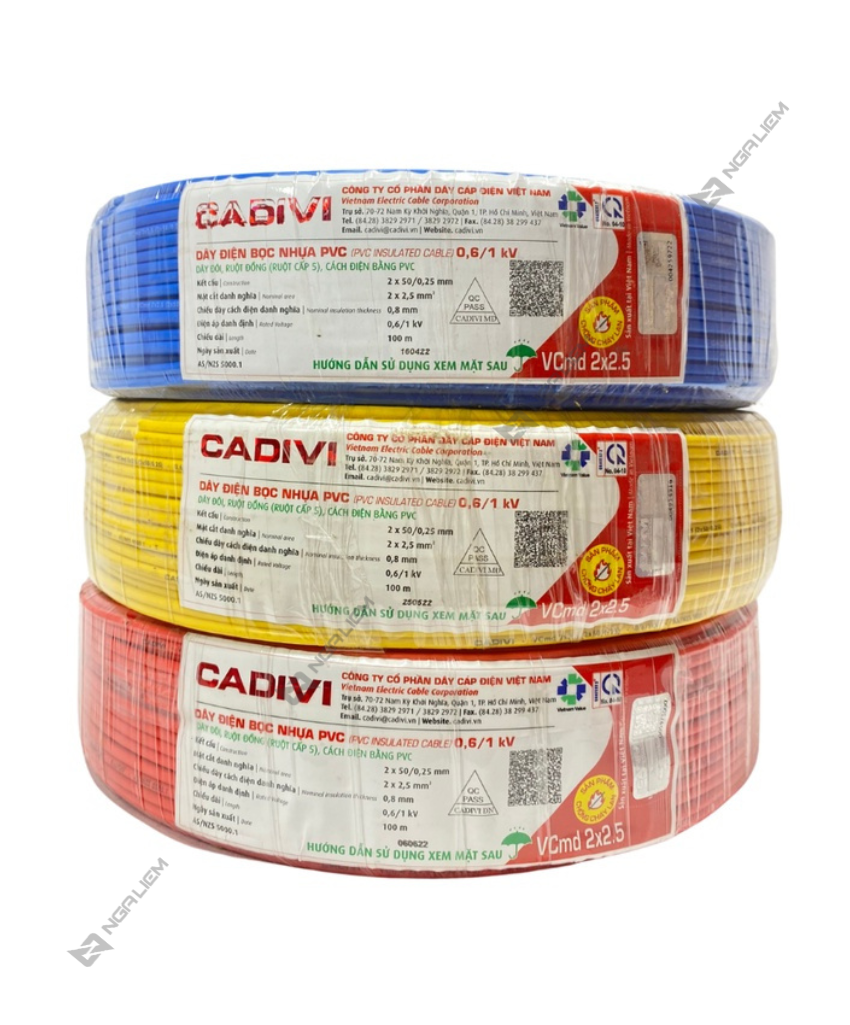 Power cord double vcmd (2x0.5 - 2x0.75 - 2x1.5-2x2.5mm) cadivi [retail according to meters]