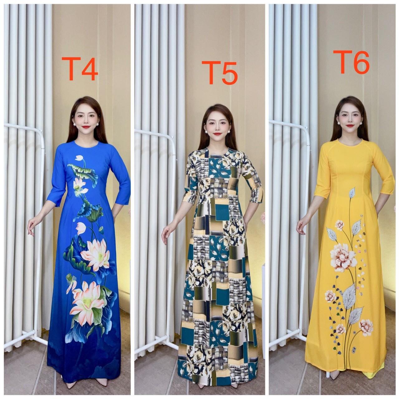 Bộ áo dài hoa nhí cao cấp đủ size (kèm quần lụa tây thi cao cấp)