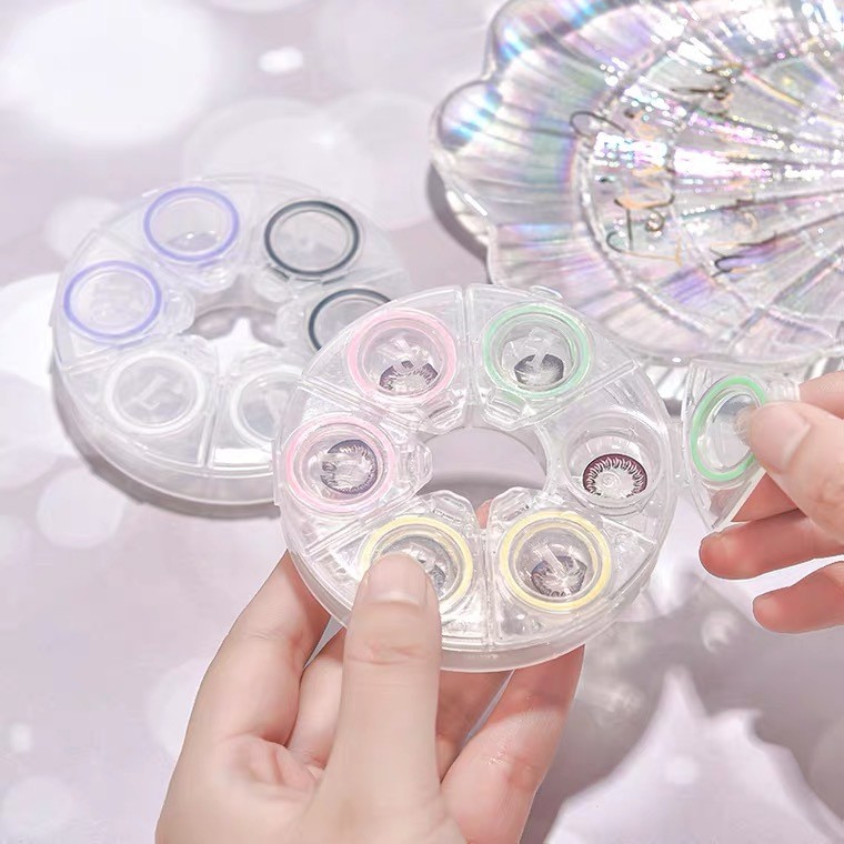 3 pair hộp đựng kính áp tròng mỹ phẩm du lịch mini màu sắc ngẫu nhiên