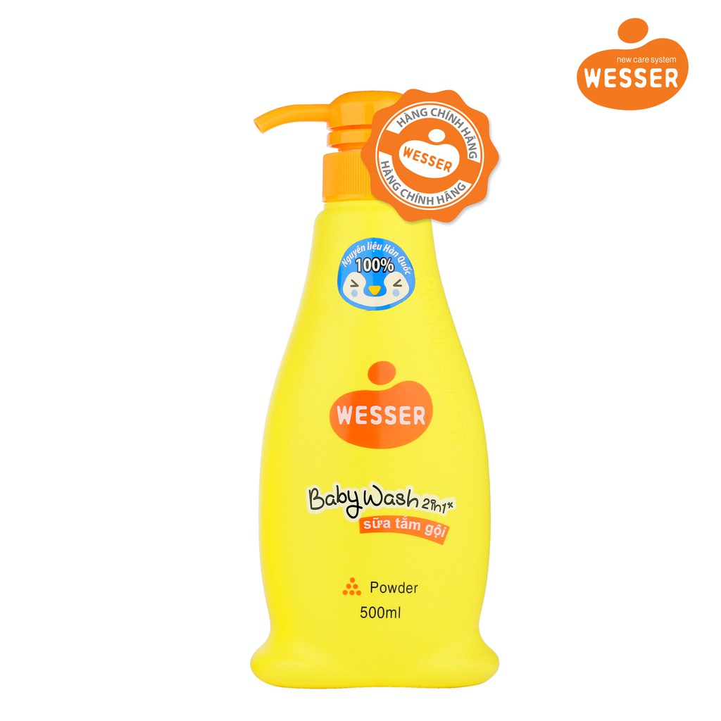 Sữa tắm gội Wesser 2in1 hương phấn 500ml (Cam)