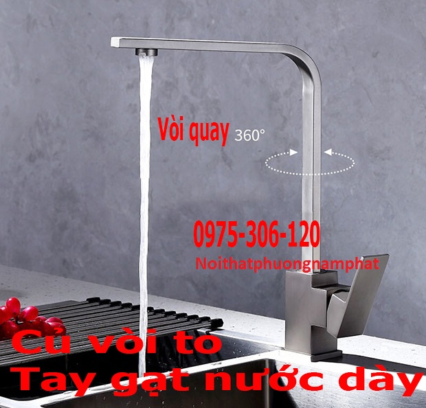 [HCM][GIÁ BÁN SỈ NHIỀU NGƯỜI MUA] Vòi Rửa Chén Bát Nóng Lạnh Inox 304 và 2 Dây Nóng Lạnh quay 360 độ dùng cho 2 hộc chậu N4003 Fotar VÒI CHÉN VUÔNG DẸT