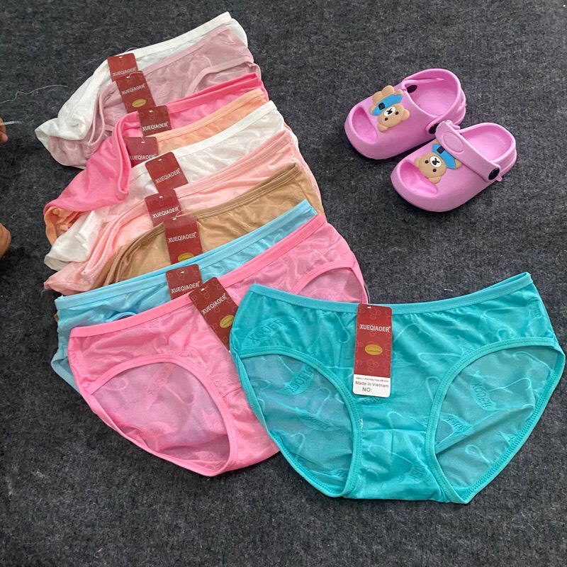 Bộ 10 quần lót nữ thun gấm lưới, size 40-50kg