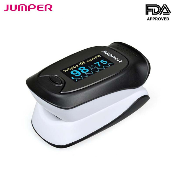 Máy đo nồng độ oxy máu SPO2 và nhịp tim, chỉ số PI Jumper JPD-500D OLED (Chứng nhận FDA hoa kỳ + xuất USA) bán chạy