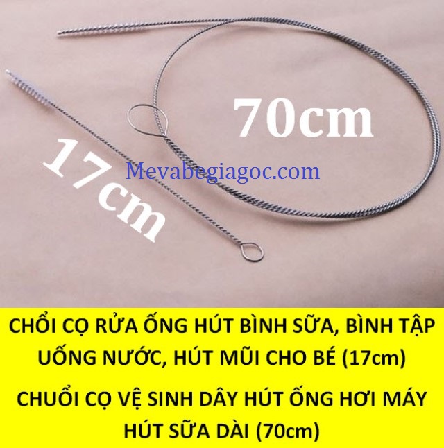 (FREESHIP ĐẾN 50k) COMBO Chổi cọ vệ sinh ống hút bình tập uống nước - bình sữa - hút mũi (17cm) và Cọ vệ sinh dây hút ống hơi máy hút sữa (70cm) NAM7